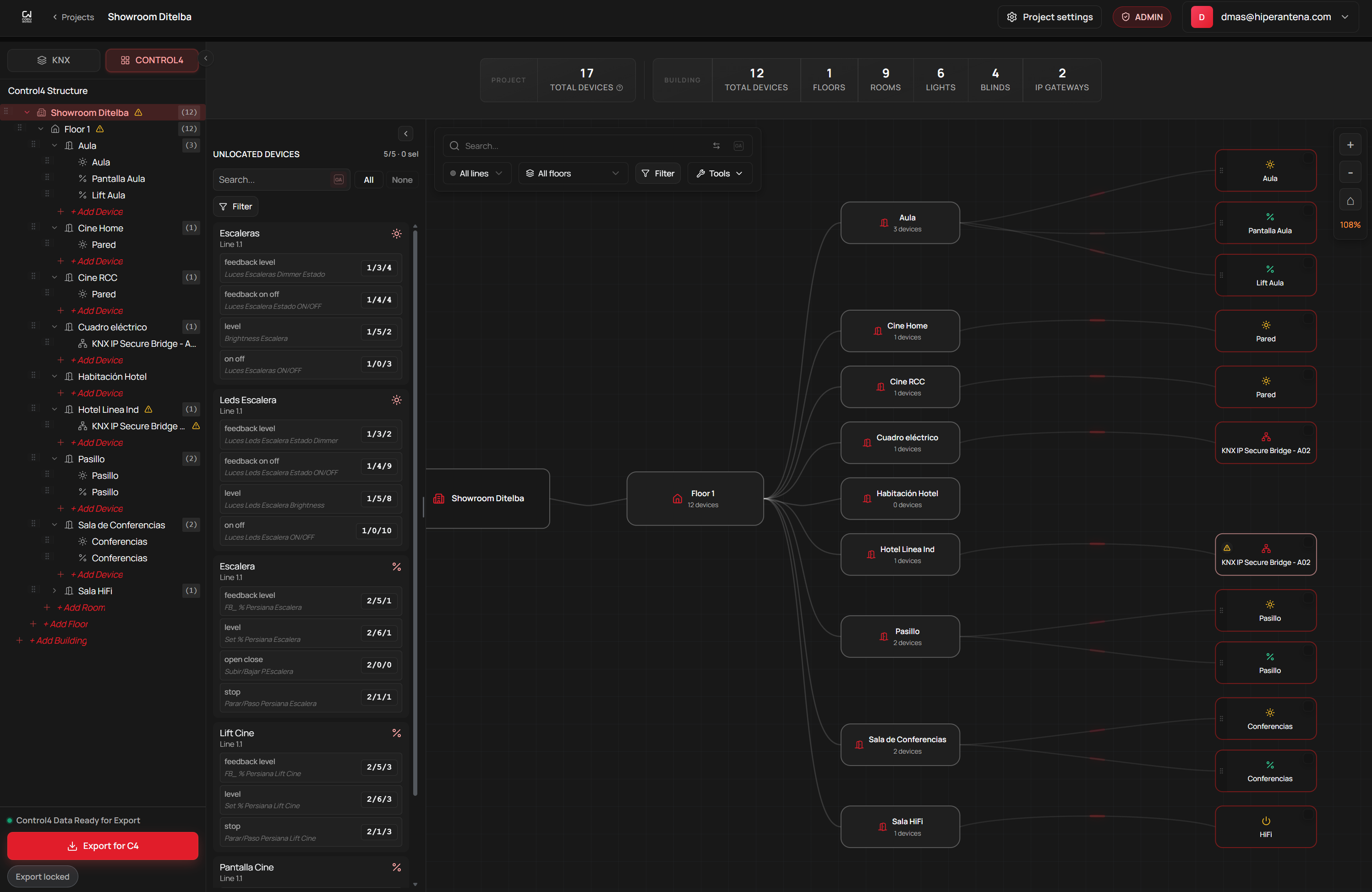 AI Assistant screenshot showing the project Control4 structure